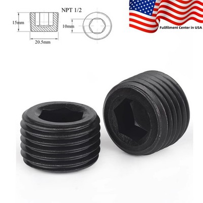 2packs , 1/2'' NPT Pipe Plugs fitting ends Allen Socket PIPE PRESSURE PLUG USA