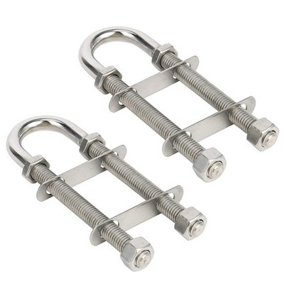 1 Pair 1/2 Inch Stern Bow Eye Tie Down U Bolt Stainless 31/2 In Thread