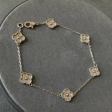 10mm cz sweet clover bracelet 925 silver white gold plated bracelet