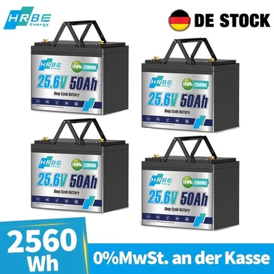 HRBEENERGY Batería de litio 24V 50Ah LiFePO4 50A BMS UE cargador para autocaravana barco solar