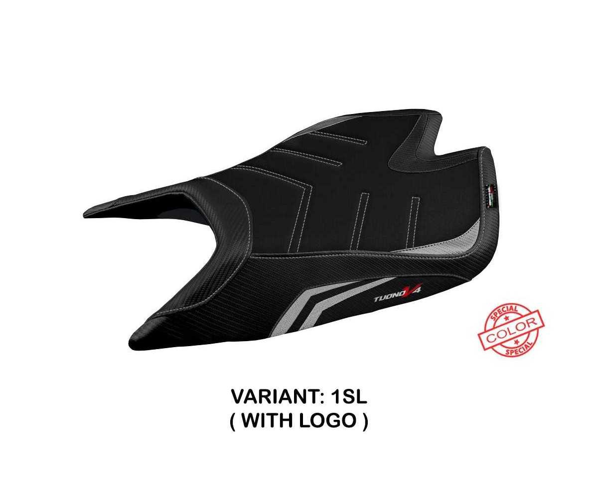Seat cover Nashua SColor UGrip Silver + logo TPZ Aprilia Tuono V4 Fac 2021 2023