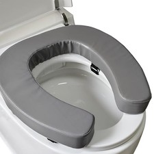 Padded Toilet Seat Cushion with 2-Inch High-Density Foam Waterproof PU Gray