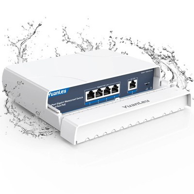 YuanLey 4-Port PoE Switch Gigabit - Wasserdicht Outdoor Ethernet Unmanaged
