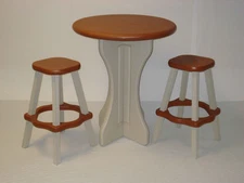 Leisure Accents Patio Table w/ 2 Barstools - Warm Grey/Redwood - Easy