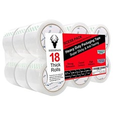 Packing Tape 18 Rolls ,2.7mil, Heavy Duty Packaging Tape for Shipping Moving...