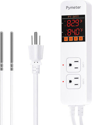 Digital Temperature Controller Dual Probe Reptile Thermostat Controlled Outlet f