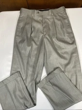 NWT Men's Perry Ellis Portfolio Pleated Dress Pants 32x32 Polyester Blend Gray