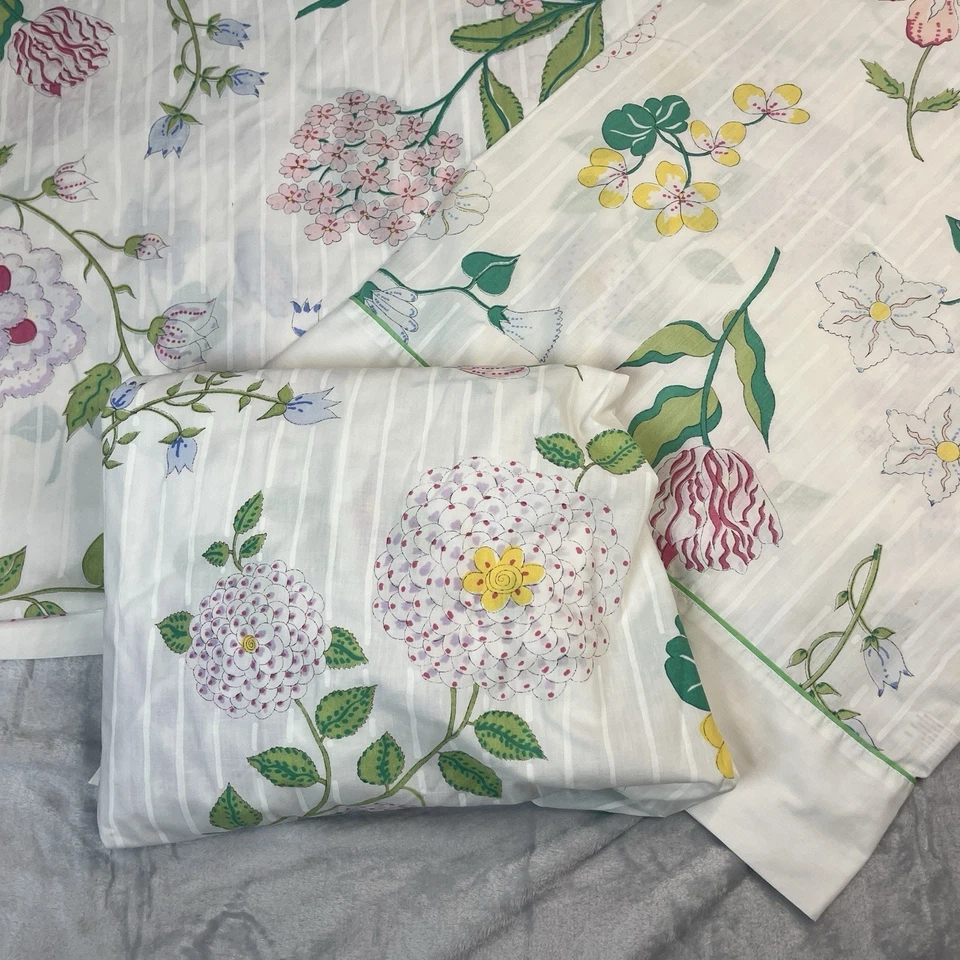 Vintage Barbara Brody For Martex Sheet Set Twin Size Bright Floral Flower Power - Image 2 of 4