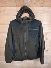 Snow Peak Fleece Jacket Mens Medium Khaki Green Black Hooded Full Zip Japan Made