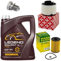 MotoröL Filter Set 0W-30 5 Liter + ÖLablassschraube FüR Audi A4 Q5 A5 2.0 TDI