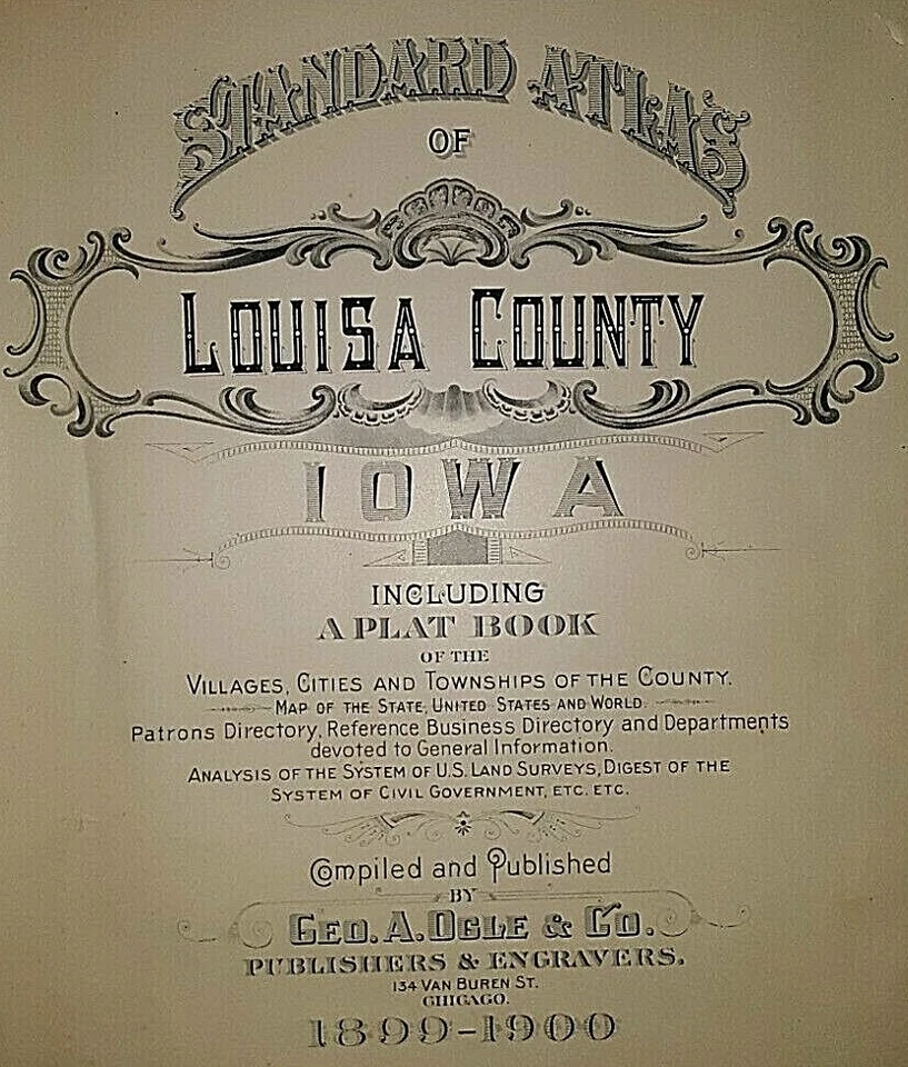 1900 Plat Map ~ NEWPORT - MORNING SUN Twps., LOUISA CO., IOWA ~ Free S&H - Image 4 of 4