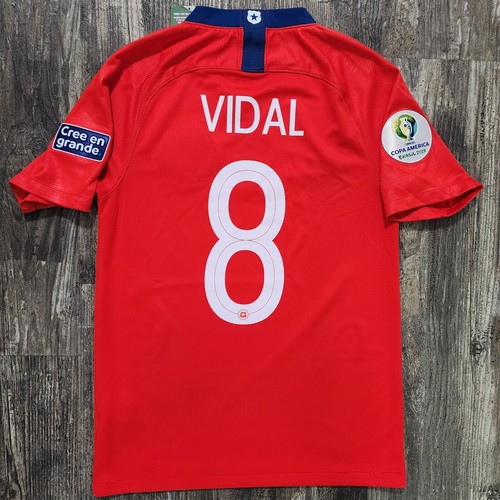 Camiseta de fútbol local Nike Chile 2019 Arturo Vidal para hombre S Copa América Brasil Roja - Imagen 2 de 9