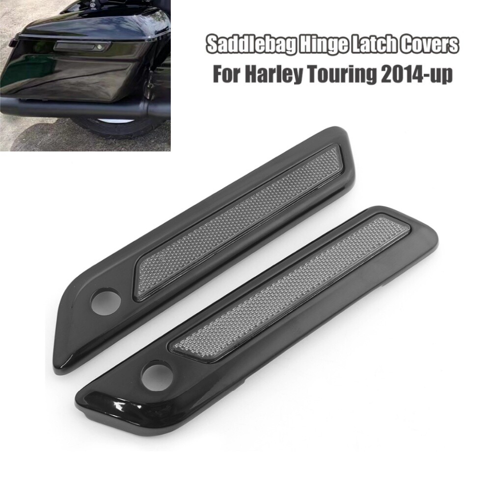 Saddlebag Hinge Latch Covers For Harley Touring 2014-2024 – TCMT – Black Aluminum