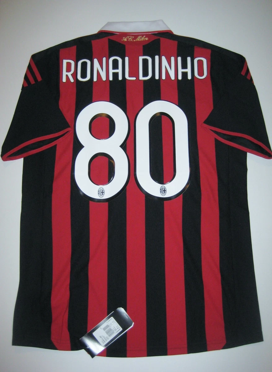 Ronaldinho 80 AC Milan Retro Long and Short Sleeve Jersey 