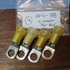 (4) RF4-38 Sta-Kon Ring Connector Nylon Insulated 3/8" Bolt 4 AWG T&B