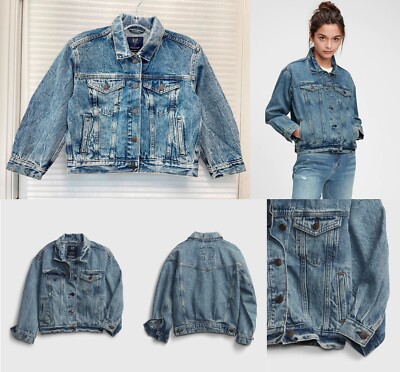 Gap Girls Teen Medium Wash Oversized Denim Jacket - NWT