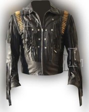Handmade Men's Black Color Cowboy Style Fringes Leather Jacket, Sale !!! - Image 1