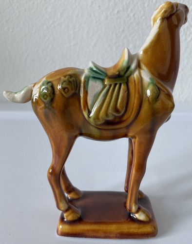 Chinese Sancai Glazed Tang Dynasty Style War Horse Flambe Drip Glaze Figurine 5" - Picture 5 of 10
