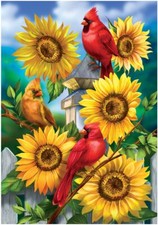 Cardinals and Sunflowers 5D DIY Full Drill Diamond Painting Kits for Adults