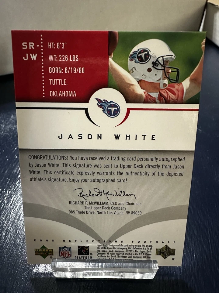 2005 Upper Deck Reflections - Signature Reflections #SR-JW Jason White (AU, RC) - Image 2 of 2