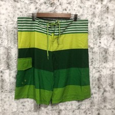 OP Ocean Pacific Mens 4 Way Stretch Board Shorts Size 30 Green Striped Swim