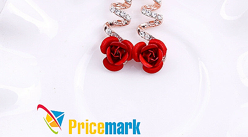 Hermoso Pendientes Colgantes de Cristal Rosa Set Gota Joyería Flor Rojo Oro Nuevo - Imagen 4 de 6