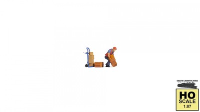 NOCH 16526 HO Tiny-Scenes  Warehousing  - 1 Warehouse Worker With Crate, 1 H