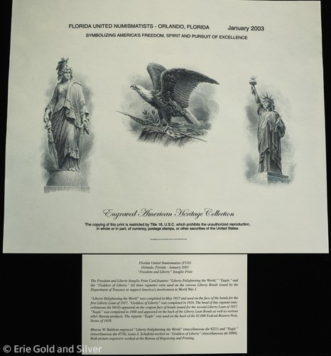 BEP Intaglio Print FUN 2003 Freedom & Liberty Souvenir Card B265