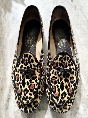 Belgian Shoes Midinette Jaguar Print Slippers Tan Loafers Flats Leopard  Velvet
