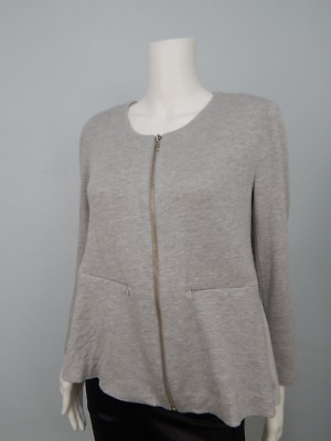 Earl Rutenberg Gray Rayon Cotton Zipper Long Sleeve 2 Zipper Pocket Sz ...