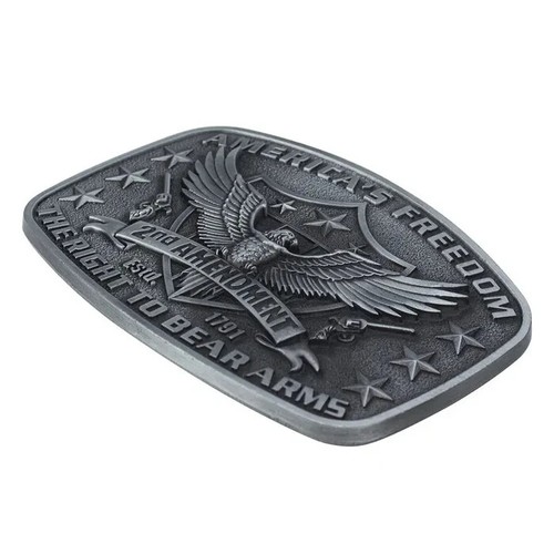 America Second Amendment Belt Buckle 2A, 2nd, Freedom, Guns Antique Silver Tone - Picture 7 of 9
