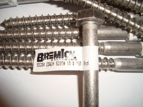 Hex Coach Screw M10 x 150mm "STAINLESS STEEL 304G",Lag Bolt ,,lot of 19 (X1X) - Picture 3 of 4