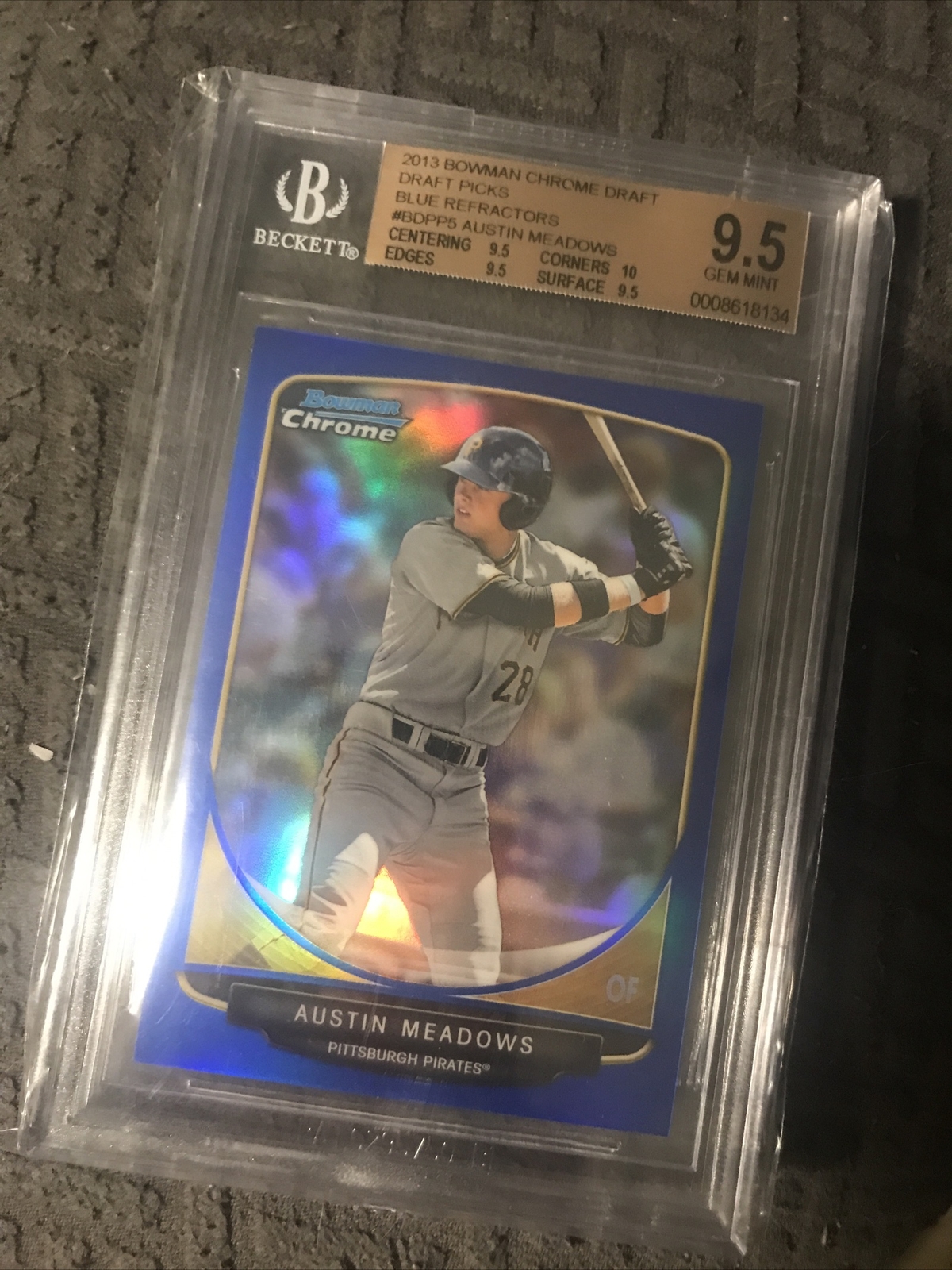 Austin Meadows 2013 Bowman Chrome Draft Blue #/99 Refractor Prospect RC BGS 9.5