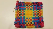 Woven Loop Potholder Bright Red, Turquoise, Yellow, Lime, Pink, Purple Psychedel