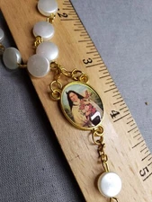 Vintage Rosary Chaplet St Therese Of Lisieux White Beads Christian A15