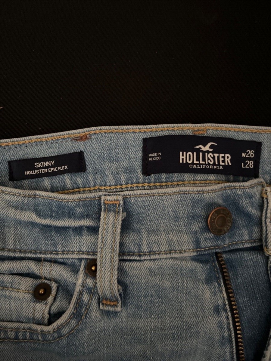 Hollister Denim Jeans Mens Size tag 26x28 Skinny Epic Flex Fit