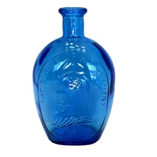 Wheaton Blue Glass Bottle 7.5 Inches The Father of His Country Washington