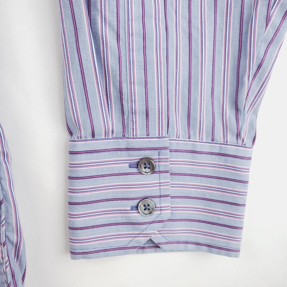Zachary Prell Shirt Men XL Purple Pink Striped 100% Cotton Long Sleeve Button-Up - Image 4 of 4