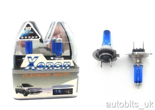 2 X H7 SUPER WHITE XENON 55W HID LOW / DIPPED BEAM HEADLIGHT BULBS 499 / 477
