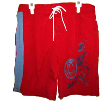 RALPH LAUREN CHAPS Red Blue Swim Shorts Trunks Mens Medium, Lined Board Shorts