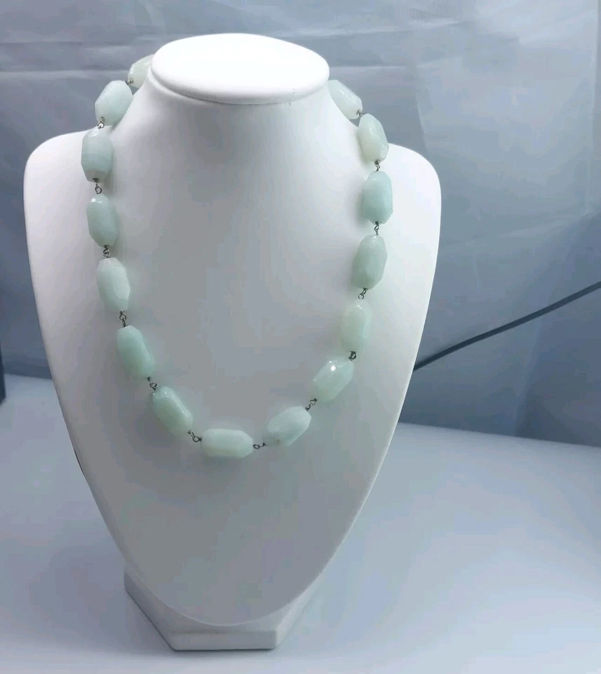 Коренастый аквамарин? Ожерелье из чистого серебра с бисером, подписанное, отличное состояние товара - Изображение 2 из 4