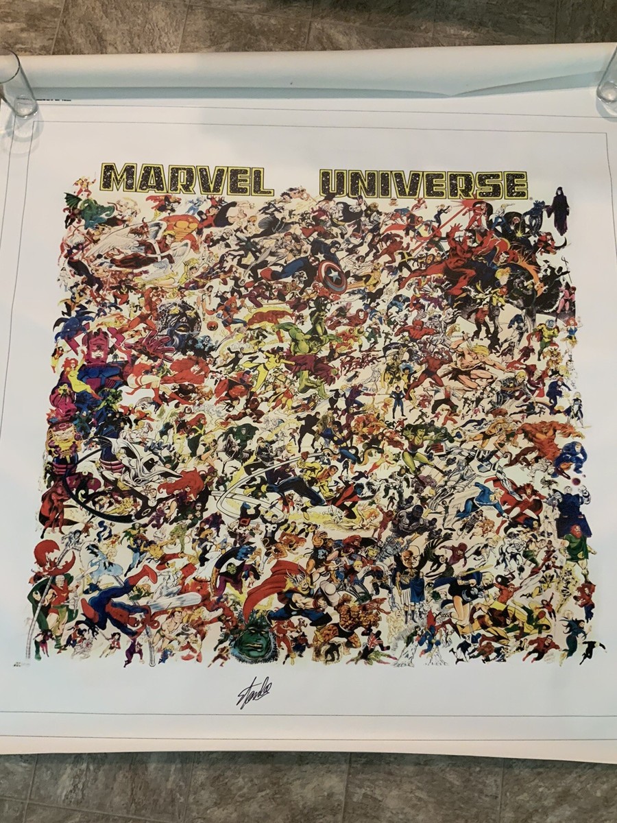 Marvel Universe Poster 50 x 50 Made Out Of Canvas Signed By Stan