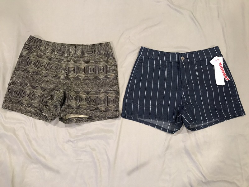 2 Pair Shorts Unionbay Chloe Jean Denim Stripe Stretch High Waist Black Pattern