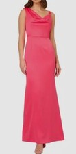 Adrianna Papell Women's Pink Asymmetric-Neck Satin Crepe Dress Size 4