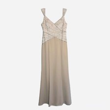 Montage by Mon Cheri Gown Dress Sequin on Top Champagne Taupe Size 8