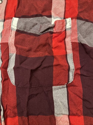 Cato Womens Red Plaid Long SLeeve Button Front Shirt Medium Hi Low Hem - Picture 19 of 20