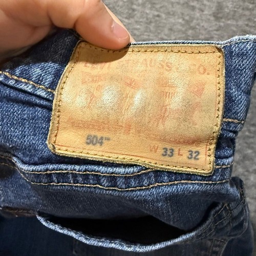 Levis 504 jeans men’s 33x32 blue (measure 32x30) Regular Straight fit stretch - Picture 5 of 11