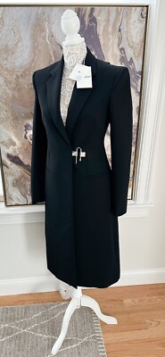 Givenchy Shark-lock Padlock Cutout Back Detail Black Wool Coat | eBay