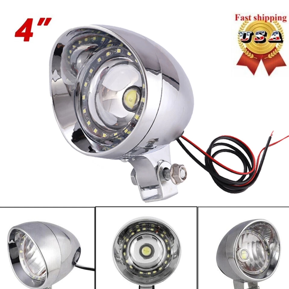Luz antiniebla LED 12V cromada para conducir motocicleta para Harley Honda Yamaha Foto 2 de 4