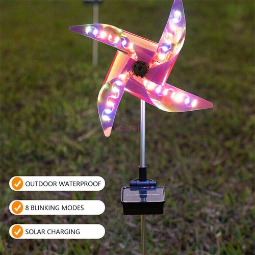 Solar Windmill Wind Light Spinner LED Colorful Lawn Yard Garden Deco Xmas Lamp - Picture 11 of 24
